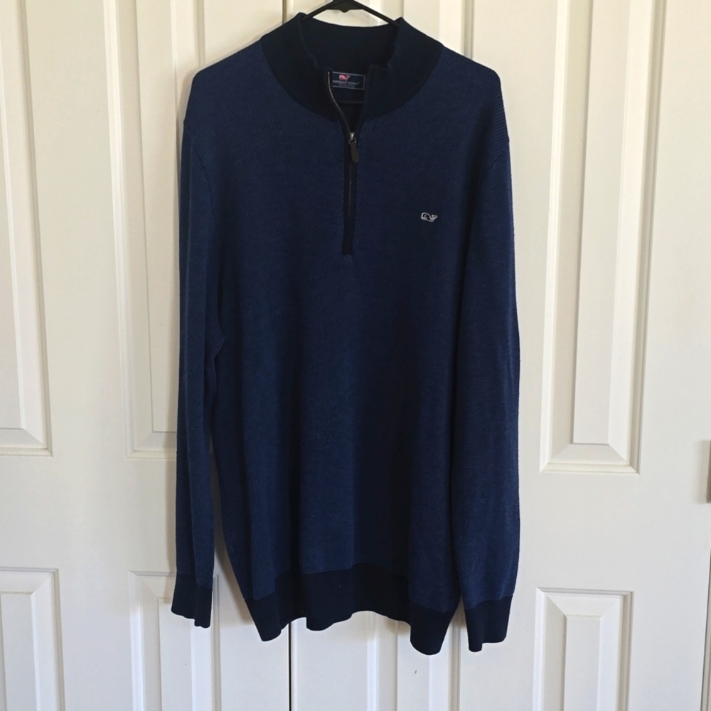 Vineyard Vines Navy Blue Zip Up Sweater